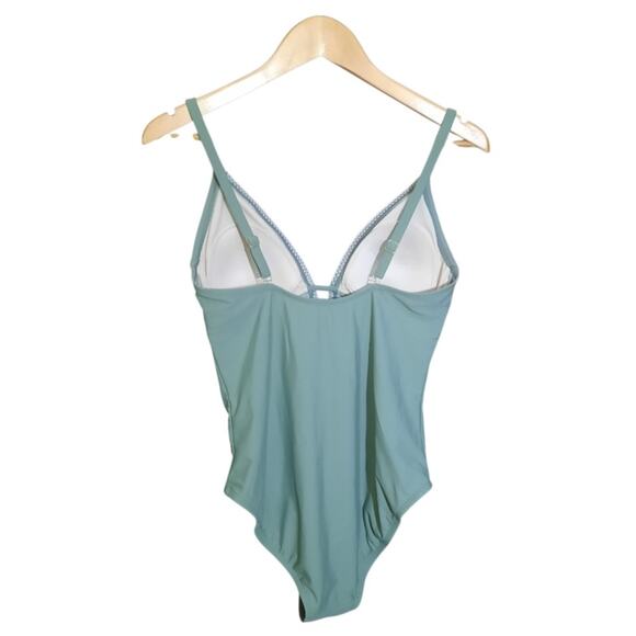 Kona Sol Womens Green High Leg Adjustable Straps One Piece Swimsuit Size L - Picture 3 of 6